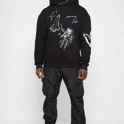 Man Hoodies Graffiti Hoodie - Black
