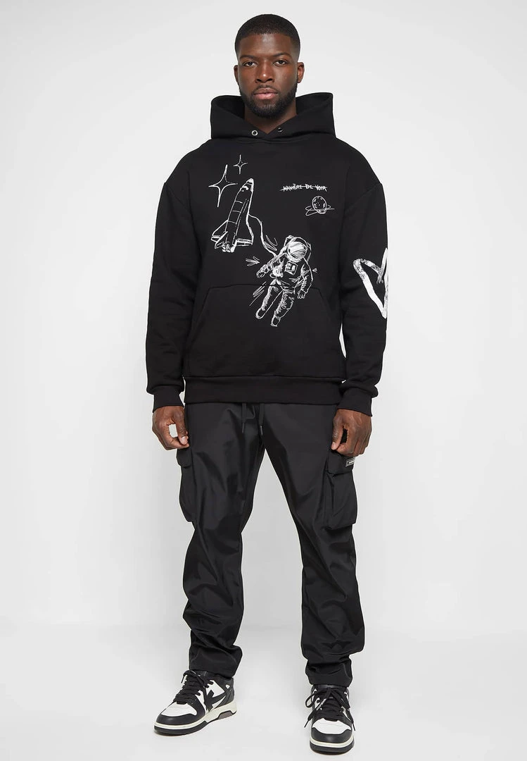 Man Hoodies Graffiti Hoodie - Black