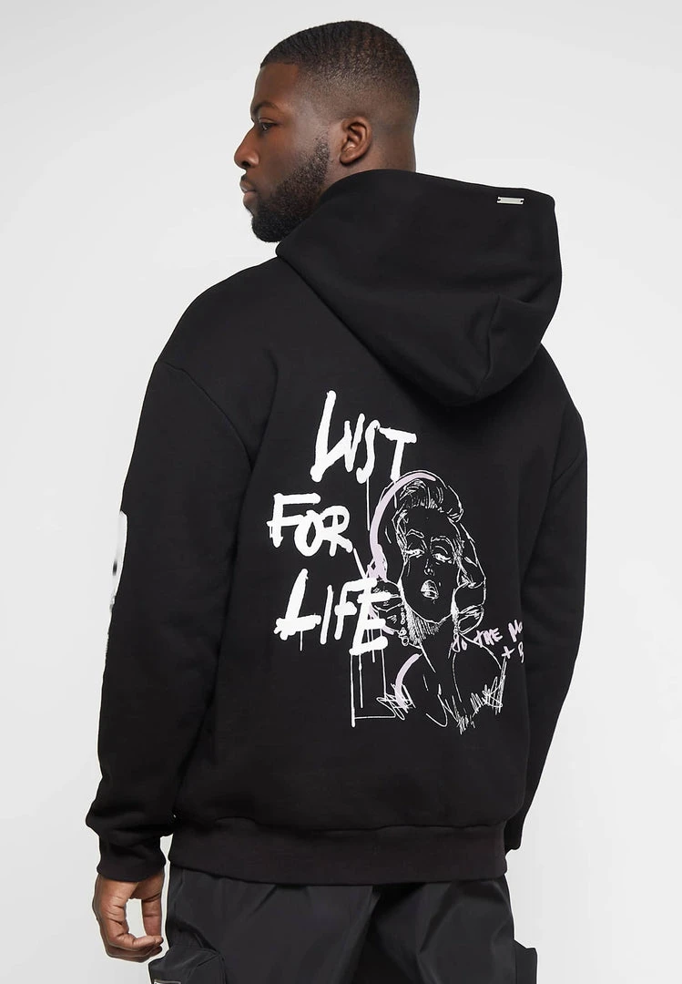 Man Hoodies Graffiti Hoodie - Black