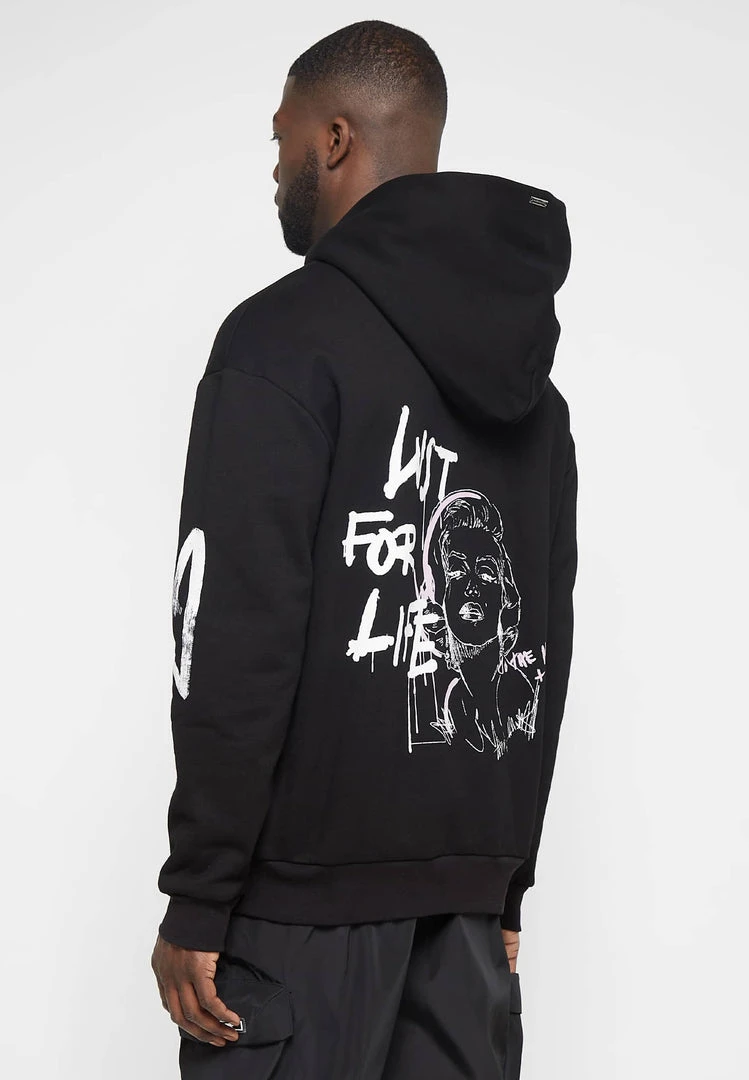 Man Hoodies Graffiti Hoodie - Black