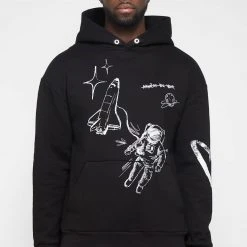 Man Hoodies Graffiti Hoodie - Black