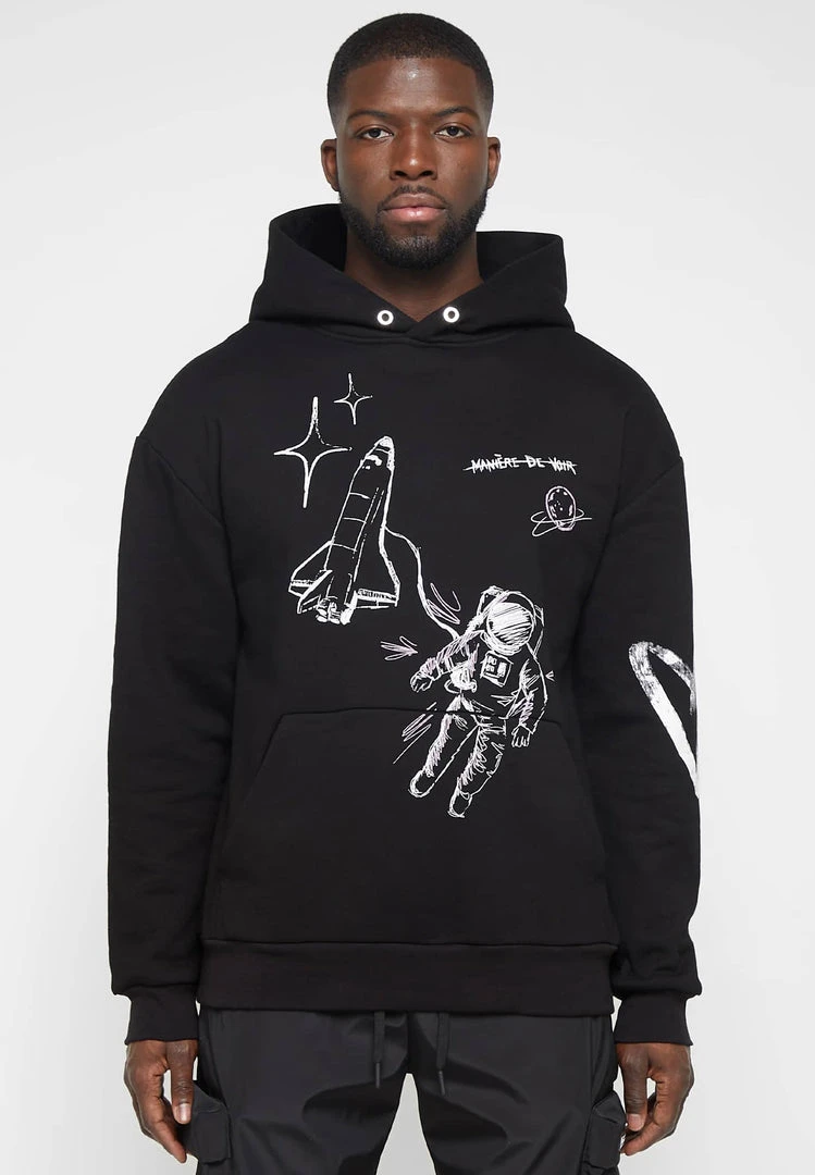 Man Hoodies Graffiti Hoodie - Black