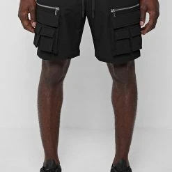 Man Casual Trousers 2-in-1 Hardware Cargo Pants - Black