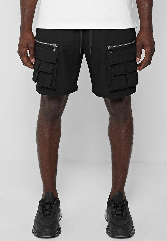 Man Casual Trousers 2-in-1 Hardware Cargo Pants - Black