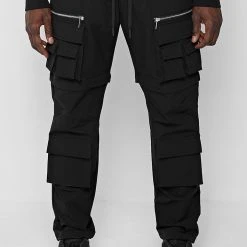 Man Casual Trousers 2-in-1 Hardware Cargo Pants - Black