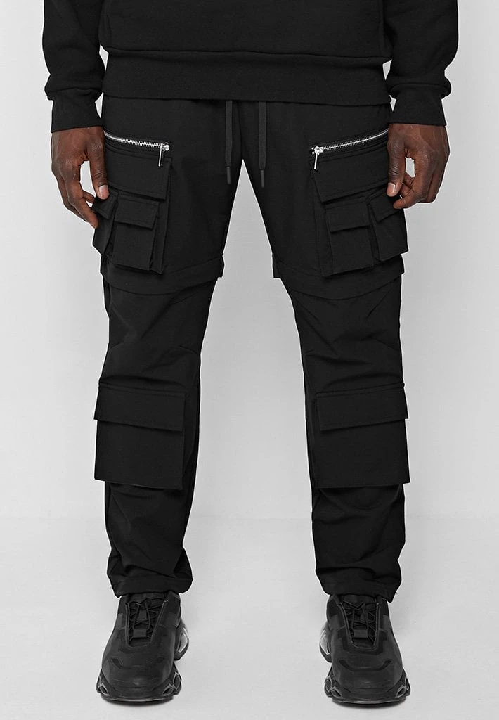 Man Casual Trousers 2-in-1 Hardware Cargo Pants - Black