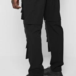 Man Casual Trousers 2-in-1 Hardware Cargo Pants - Black