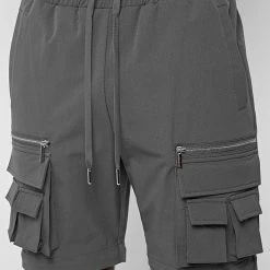 Man Casual Trousers 2-in-1 Hardware Cargo Pants - Grey