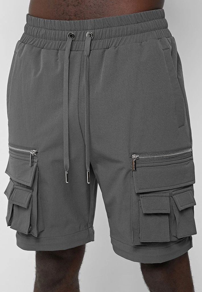 Man Casual Trousers 2-in-1 Hardware Cargo Pants - Grey