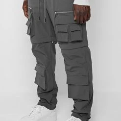Man Casual Trousers 2-in-1 Hardware Cargo Pants - Grey