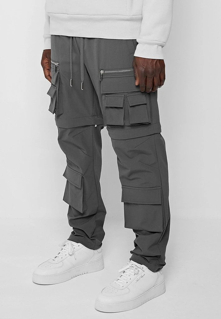Man Casual Trousers 2-in-1 Hardware Cargo Pants - Grey