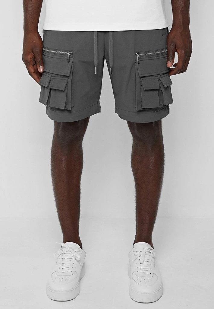 Man Casual Trousers 2-in-1 Hardware Cargo Pants - Grey