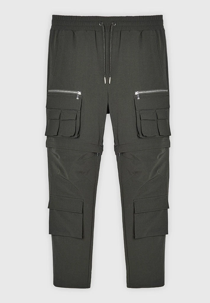 Man Casual Trousers 2-in-1 Hardware Cargo Pants - Dark Green