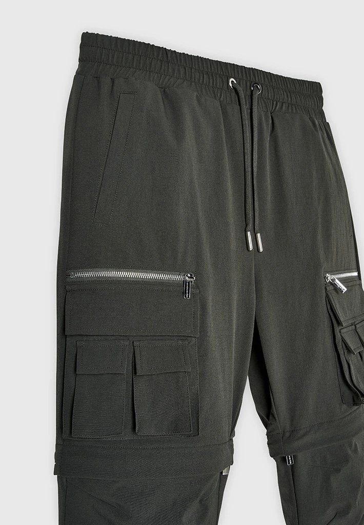 Man Casual Trousers 2-in-1 Hardware Cargo Pants - Dark Green