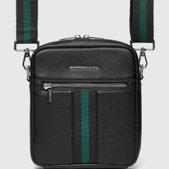 Man Accessories Stripe Tape Crossbody Bag - Black