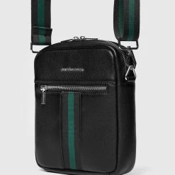 Man Accessories Stripe Tape Crossbody Bag - Black