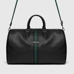 Man Accessories Stripe Tape Travel Bag - Black