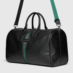 Man Accessories Stripe Tape Travel Bag - Black