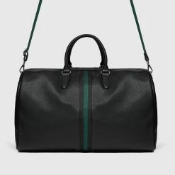 Man Accessories Stripe Tape Travel Bag - Black