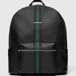 Man Accessories Stripe Tape Backpack - Black