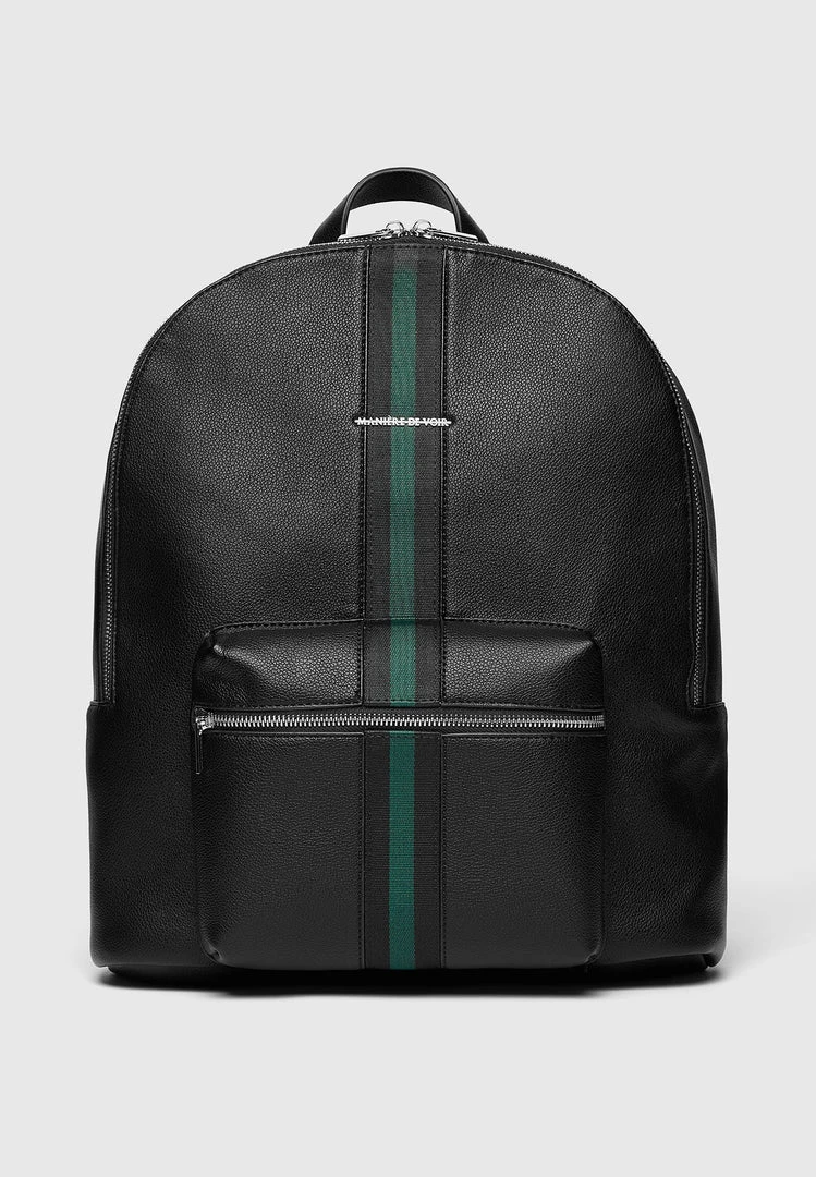 Man Accessories Stripe Tape Backpack - Black