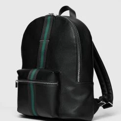 Man Accessories Stripe Tape Backpack - Black