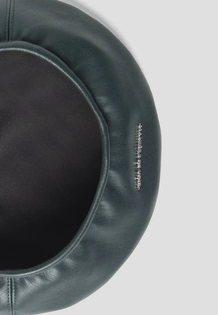 Woman Accessories Vegan Leather Beret - Green