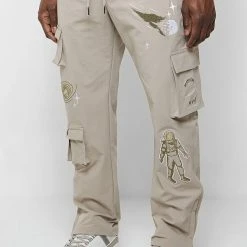 Man Casual Trousers Astronaut Multi-Pocket Cargo Pants - Taupe