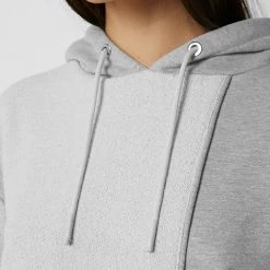 Woman Tracksuits Asymmetric Towelling Panel Hoodie - Grey