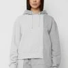Woman Tracksuits Asymmetric Towelling Panel Hoodie - Grey