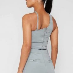 Woman Tops BODYSUITS Asymmetric Ruched Side Bodysuit - Iced Grey