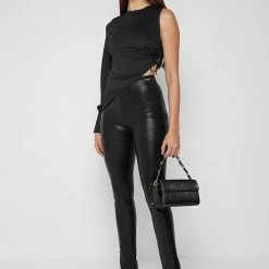 Woman Tops Asymmetric Ruched Side Top - Black TOPS & T SHIRTS