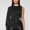 Woman Tops Asymmetric Ruched Side Top - Black TOPS & T SHIRTS