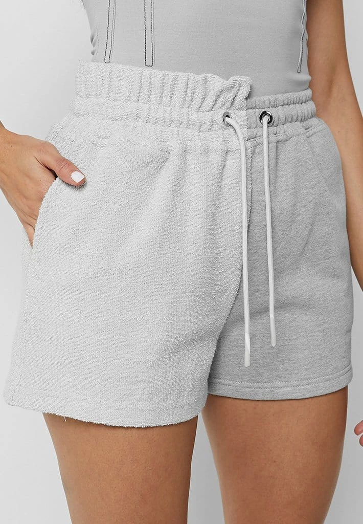 Woman Tracksuits Asymmetric Towelling Panel Shorts - Grey