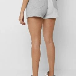 Woman Tracksuits Asymmetric Towelling Panel Shorts - Grey
