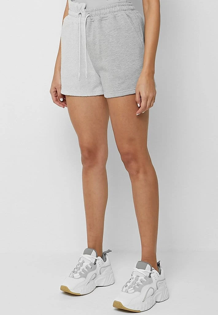 Woman Tracksuits Asymmetric Towelling Panel Shorts - Grey