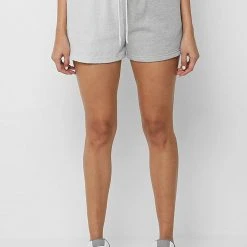 Woman Tracksuits Asymmetric Towelling Panel Shorts - Grey