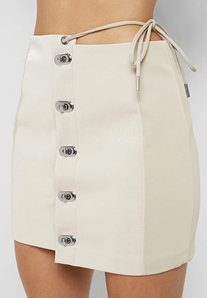 Woman Skirts Asymmetric Vegan Leather Skirt - Beige CO-ORDS