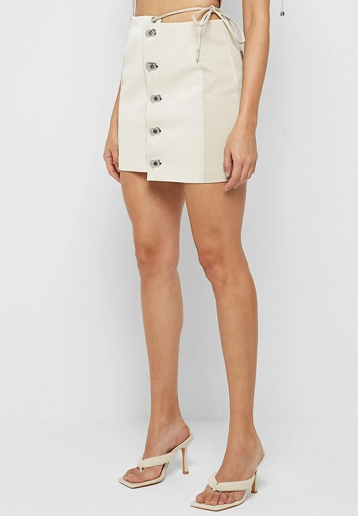 Woman Skirts Asymmetric Vegan Leather Skirt - Beige CO-ORDS