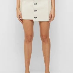 Woman Skirts Asymmetric Vegan Leather Skirt - Beige CO-ORDS