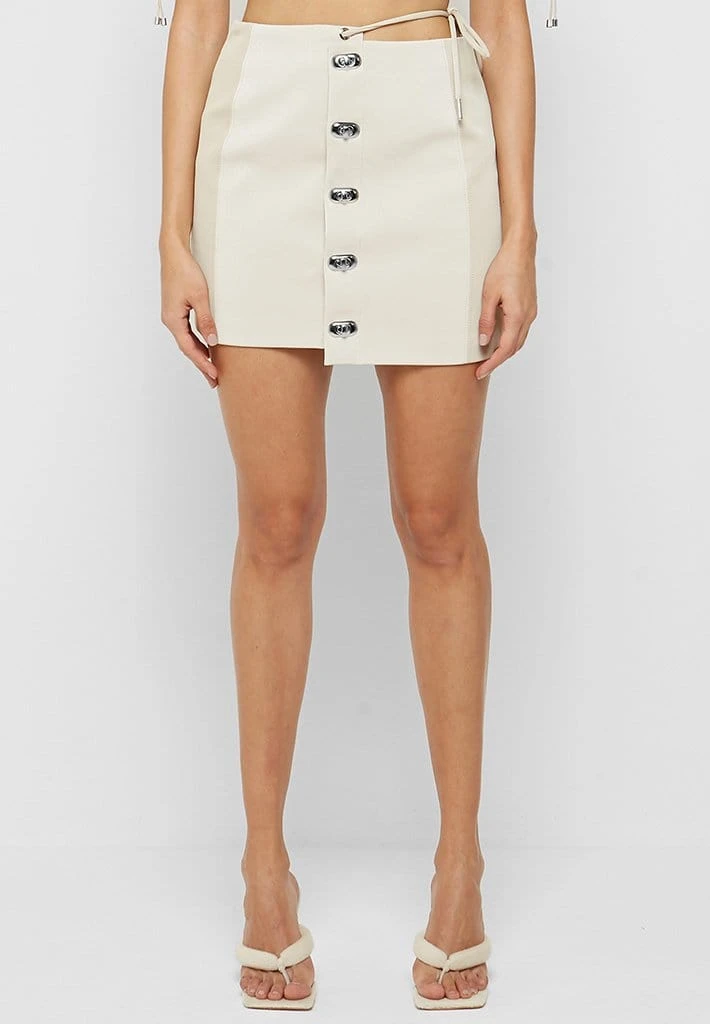 Woman Skirts Asymmetric Vegan Leather Skirt - Beige CO-ORDS