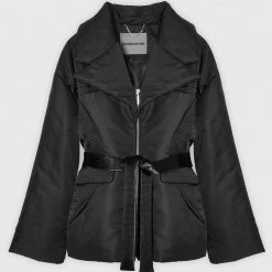 Woman Coats Belted Blazer Jacket - Black OUTERWEAR