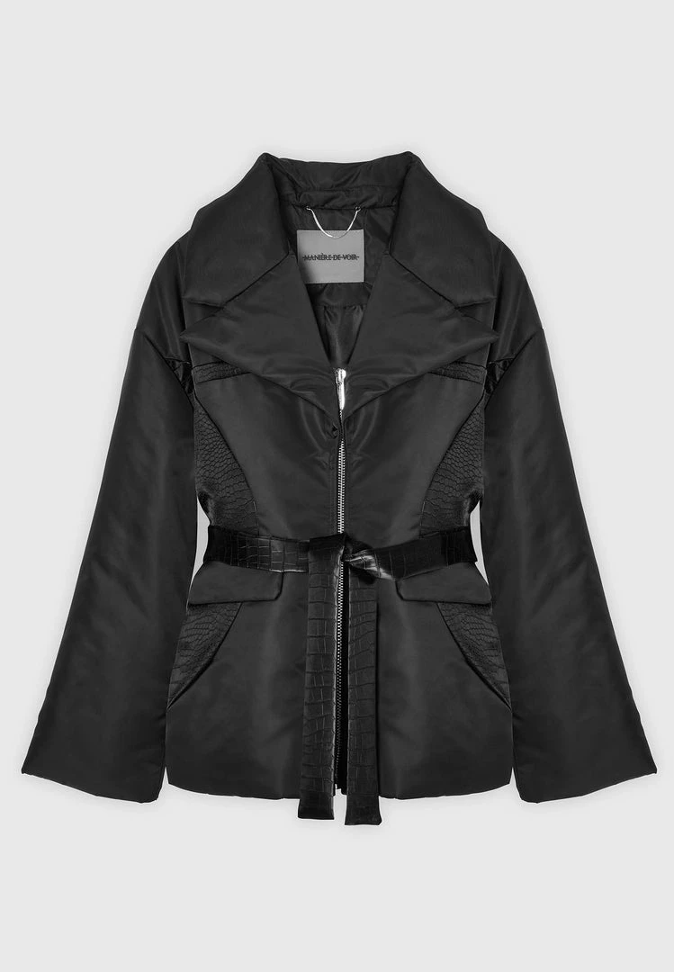 Woman Coats Belted Blazer Jacket - Black OUTERWEAR