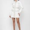 Woman Dresses Belted Cargo Shacket Dress - White