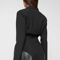 Woman Dresses Blazer Dress With Pleated Hem - Black