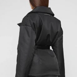 Woman Coats Belted Blazer Jacket - Black OUTERWEAR