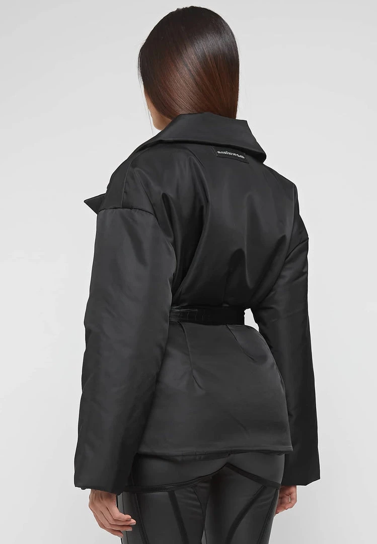 Woman Coats Belted Blazer Jacket - Black OUTERWEAR