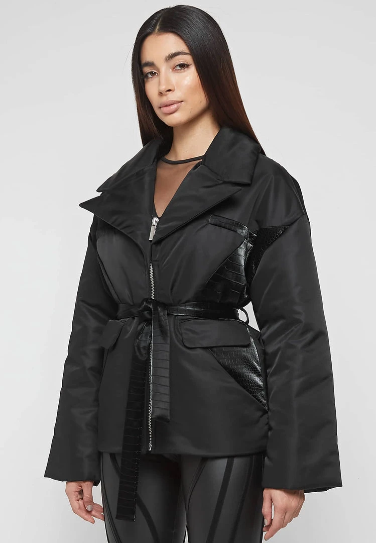 Woman Coats Belted Blazer Jacket - Black OUTERWEAR