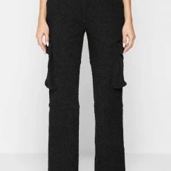 Woman Trousers CARGO PANTS & JOGGERS Boucle Cargo Pants - Black