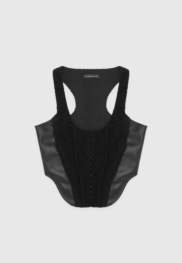 Woman Tops Boucle Corset Top - Black TOPS & T SHIRTS